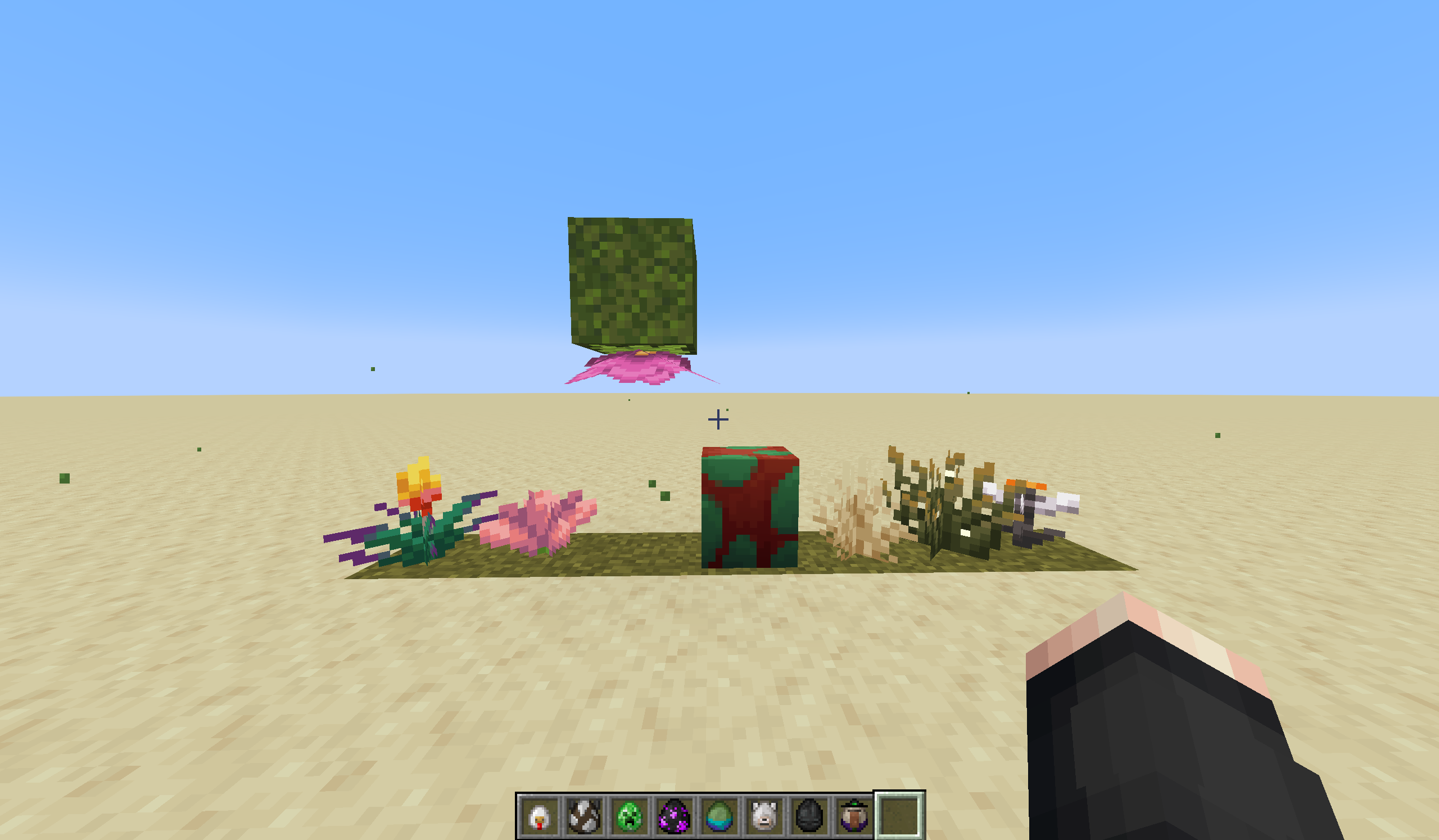 不一样的刷怪蛋贴图、各种各样像装了模组一样的花草